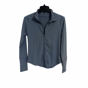 Slim Fit Zip-Up Active Jacket – Slate Blue, Tagged Medium (Fits Like Small) (b8)